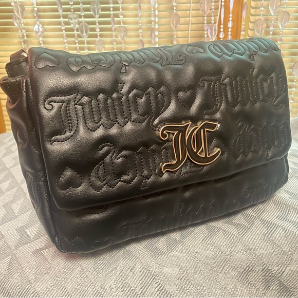 Juicy Couture black two way shoulder/cross body soft feaux leather bag, NwoT - Picture 12 of 12